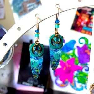 Blue Triangular Earrings